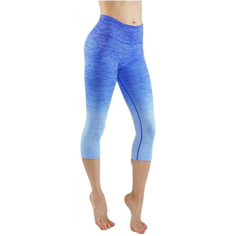🆕 YELETE DIP DYE BLUE OMBRÉ capri leggings size medium